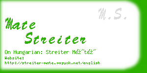 mate streiter business card